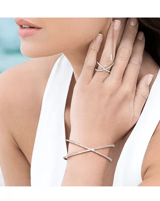 Apm Monaco Silver X-Shape Cuff