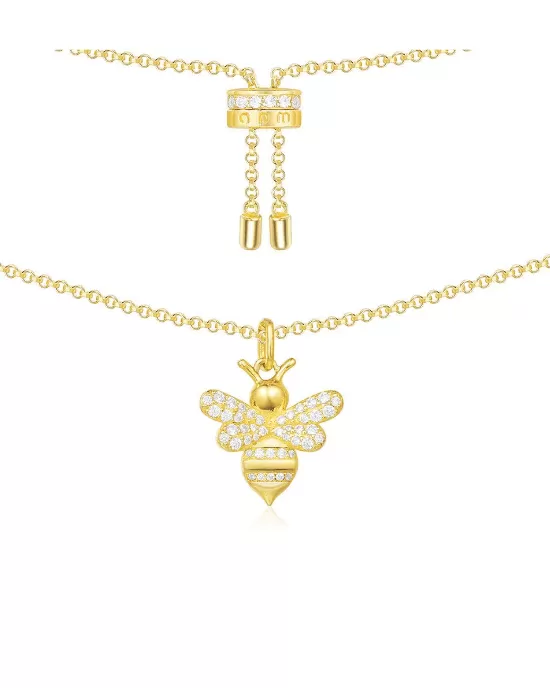 Apm Monaco Yellow Silver Necklace With Bumble Bee Pendant