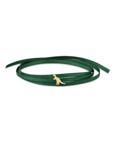 Apm Monaco Green Satin Choker Bracelet With Yellow Silver Rexy