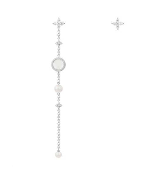 Apm Monaco Asymmetric Long Earrings With Pearl And Mother Of Pearl