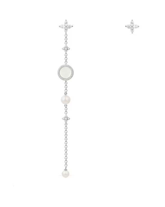 Apm Monaco Asymmetric Long Earrings With Pearl And Mother Of Pearl