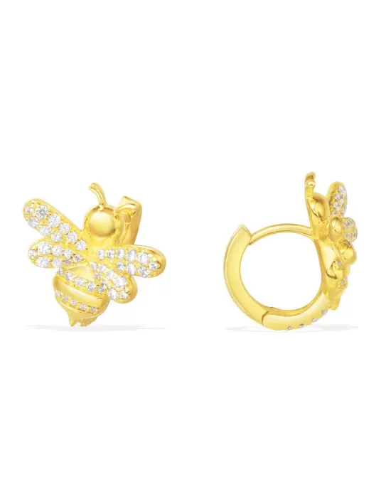 Apm Monaco Yellow Silver Bumble Bee Hoop Earrings