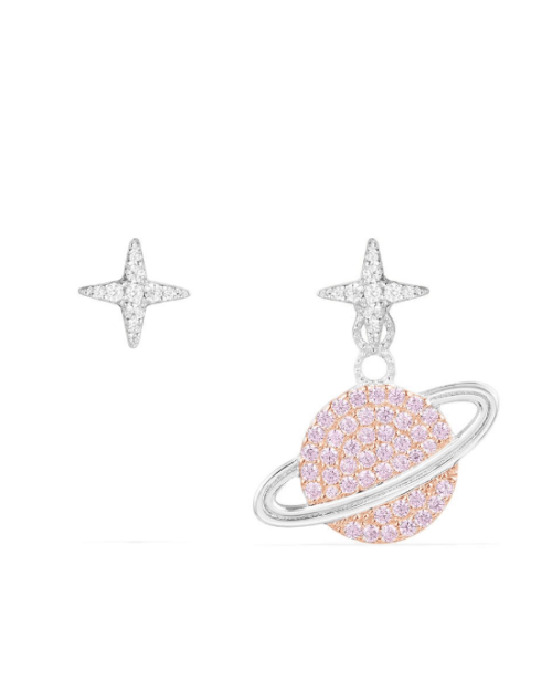 Apm Monaco Asymmetric pink planet earring set