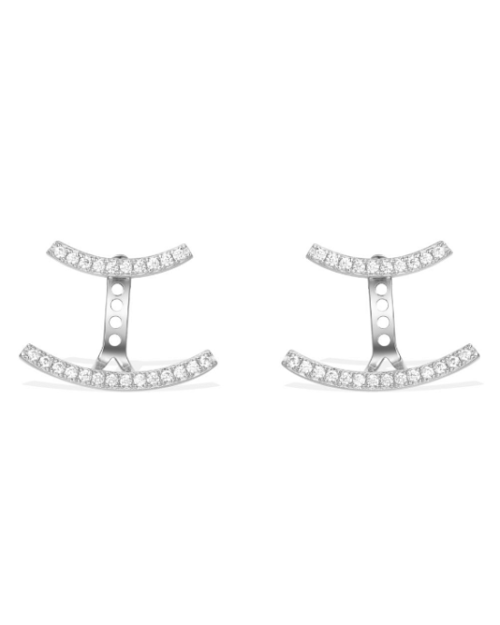 Apm Monaco Silver Double Line Earrings