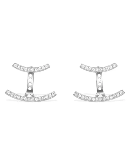 Apm Monaco Silver Double Line Earrings