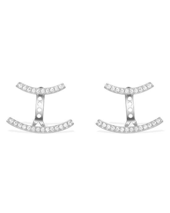 Apm Monaco Silver Double Line Earrings