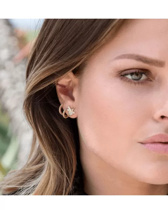 Apm Monaco Yellow Silver Mini Hoop Earrings
