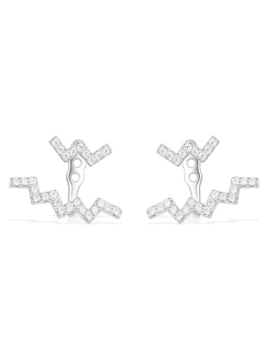 Apm Monaco Silver Up And Down Underlobe Earring