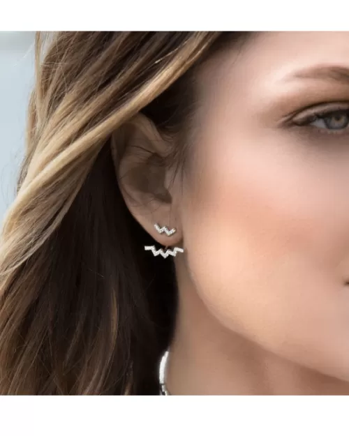 Apm Monaco Silver Up And Down Underlobe Earring