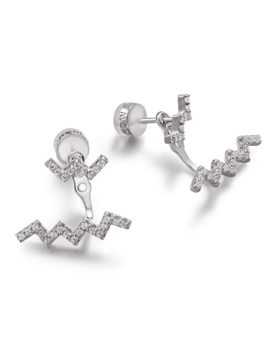 Apm Monaco Silver Up And Down Underlobe Earring