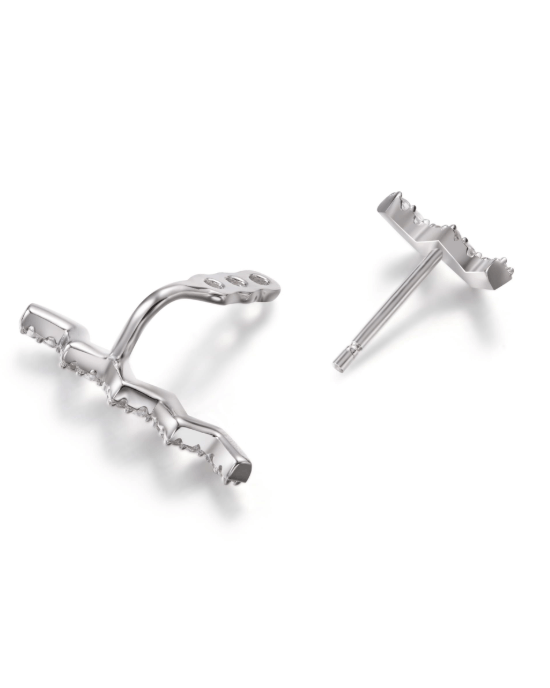 Apm Monaco Silver Up And Down Underlobe Earring