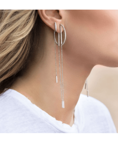 Apm Monaco Original Silver Earrings With Chain