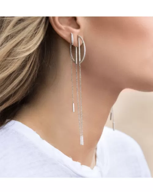 Apm Monaco Original Silver Earrings With Chain