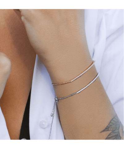 Apm Monaco Pink Silver Single-Line Bracelet