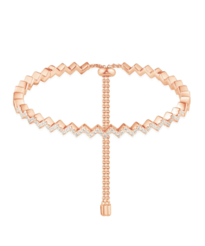 Apm Monaco Pink Silver Up And Down Bracelet