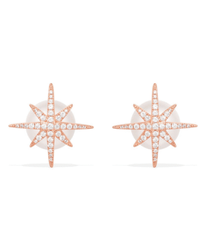 Apm Monaco Meteorites Rose Stud Earrings With Pearls