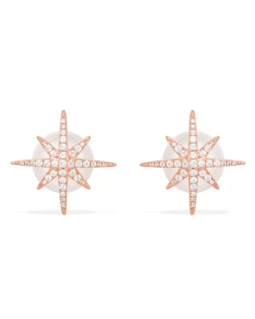 Apm Monaco Meteorites Rose Stud Earrings With Pearls