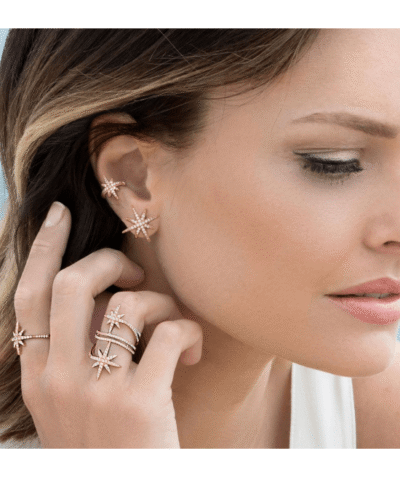 Apm Monaco Meteorites Rose Stud Earrings With Pearls