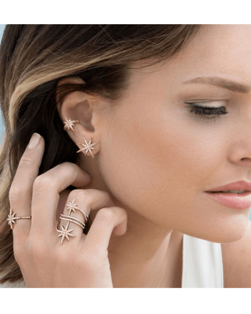 Apm Monaco Meteorites Rose Stud Earrings With Pearls