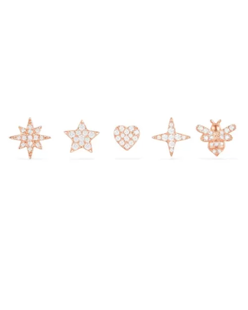 Apm Monaco Pink Silver Stud Earrings Set
