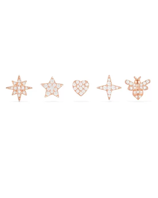 Apm Monaco Pink Silver Stud Earrings Set
