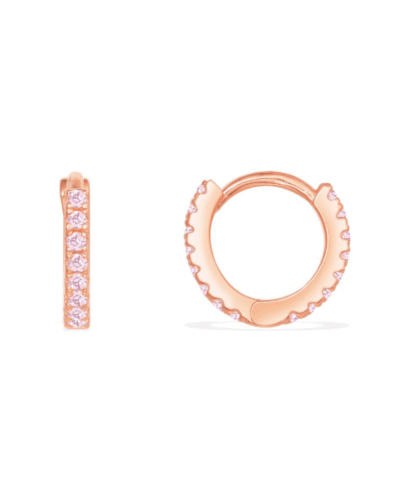 Apm Monaco Pink Silver Mini Hoop Earrings