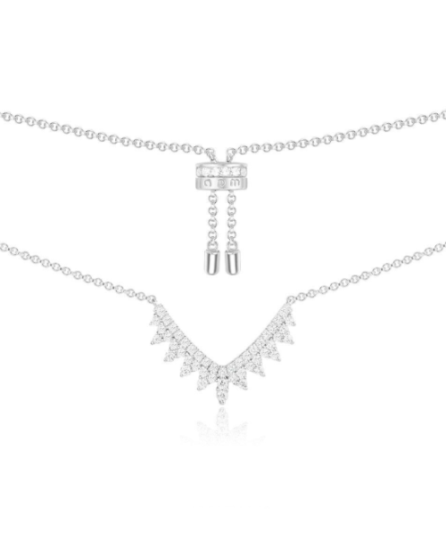 Apm Monaco Dentelle Silver V-Shape Necklace