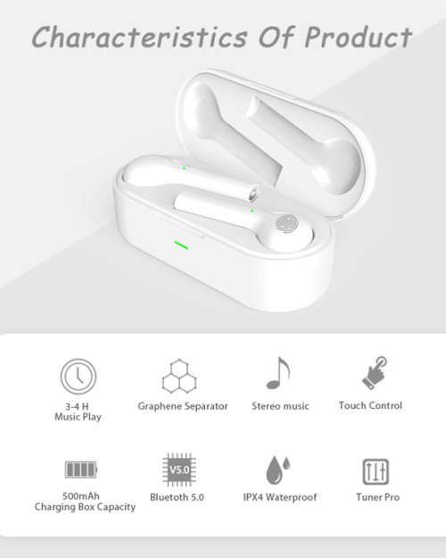 DFOI FreeBud Wireless Bluetooth Earphones 5.0 True Wireless Earbuds Headset
