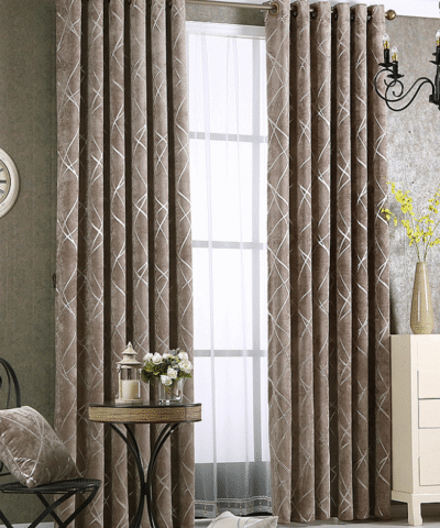 Sifan Geometrice Jacquard Pattern Window Blackout Modern Curtains Panel,