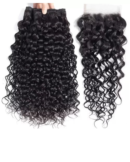 Cranberry Brazilian Hair Water Wave Bundles With 4 Bundles Closure