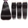 Cranberry Brazilian Straight Hair 3 Bundles With Closure 100% Human Hair Extensions