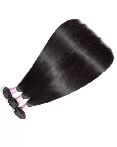 Cranberry Brazilian Straight Hair 3 Bundles With Closure 100% Human Hair Extensions