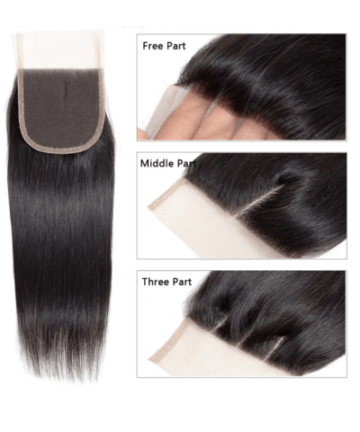 Cranberry Brazilian Straight Hair 3 Bundles With Closure 100% Human Hair Extensions