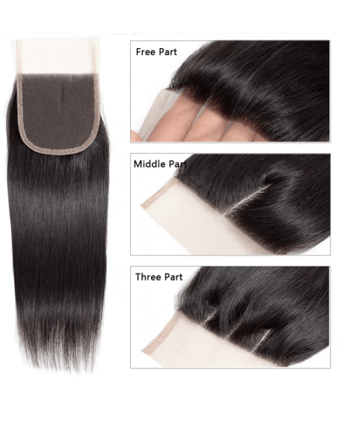 Cranberry Brazilian Straight Hair 3 Bundles With Closure 100% Human Hair Extensions
