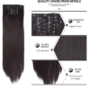 Leeons Long Straight Synthetic Hair Extensions Clips in Black Blonde Hairpiece