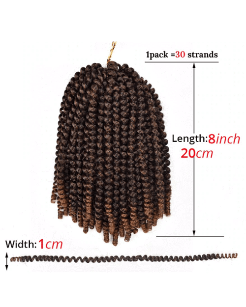 Leeons Kanekalon 8 In Soft Spring Twist Hair Extension Micro Synthetic Curly Weave Crochet Braids 30Roots