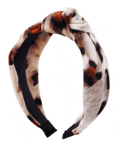 Oaoleer Leopard Velvet Twist Knot Sweet Chiffon Print Pattern Headband