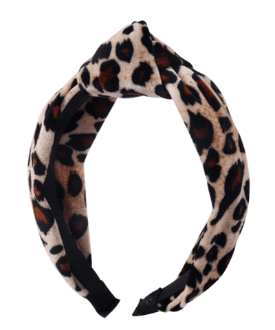 Oaoleer Leopard Velvet Twist Knot Sweet Chiffon Print Pattern Headband
