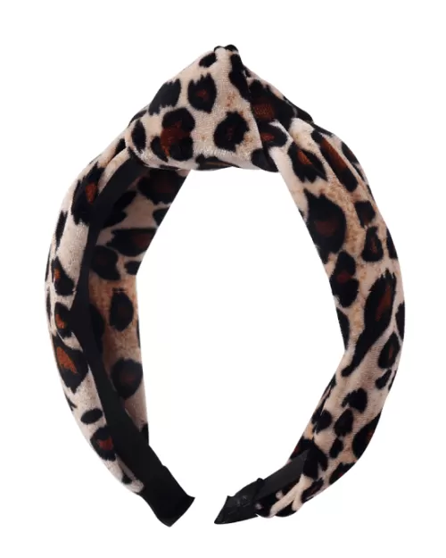 Oaoleer Leopard Velvet Twist Knot Sweet Chiffon Print Pattern Headband
