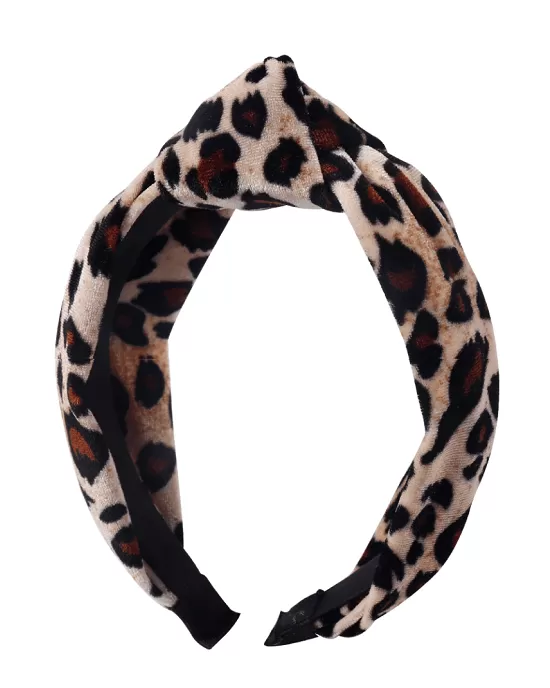 Oaoleer Leopard Velvet Twist Knot Sweet Chiffon Print Pattern Headband