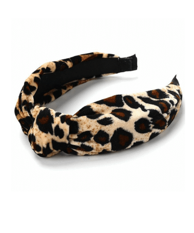 Oaoleer Leopard Velvet Twist Knot Sweet Chiffon Print Pattern Headband