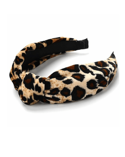Oaoleer Leopard Velvet Twist Knot Sweet Chiffon Print Pattern Headband