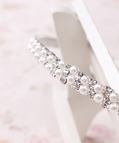 M MISM Women's Elegant Crystal Pearl Hair Bands Headband