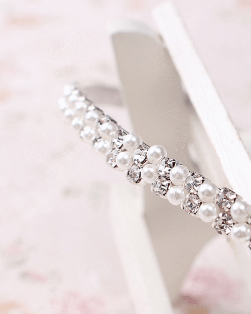 M MISM Women's Elegant Crystal Pearl Hair Bands Headband