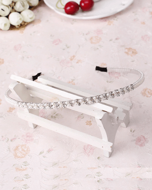 M MISM Women's Elegant Crystal Pearl Hair Bands Headband