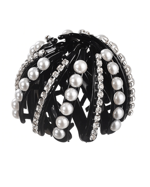 M MISM Pearl Rhinestones Colorful Bud Hair Claw Bun Hairpins