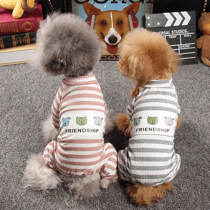 Pet Dog Stripes Pajamas Jumpsuits