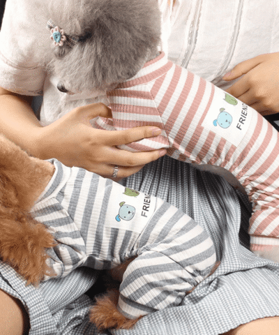 Pet Dog Stripes Pajamas Jumpsuits