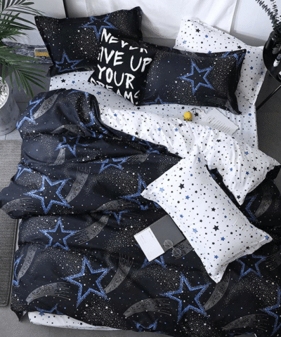 200TC Blue Gypsophila Bedding 4pcs Sheet Set,