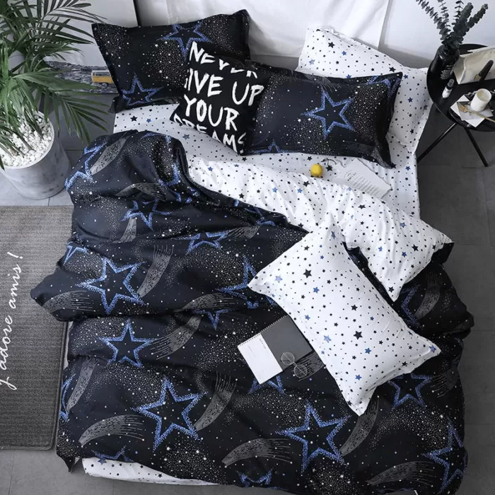 200TC Blue Gypsophila Bedding 4pcs Sheet Set,